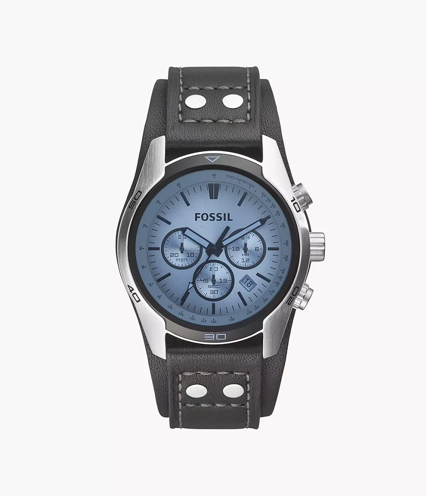 Coachman Chronograph Black Leather Watch