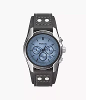 Coachman Chronograph Black Leather Watch