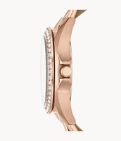 Riley Multifunction Rose Gold-Tone and Sand Leather Watch