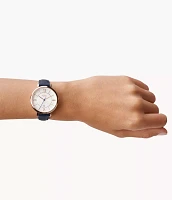 Jacqueline Navy Leather Watch