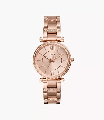 Carlie Three-Hand Rose-Gold-Tone Stainless Steel Watch