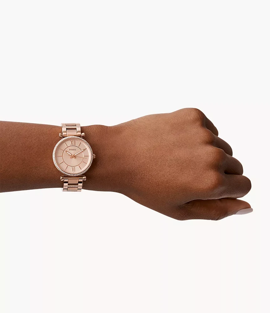 Carlie Three-Hand Rose-Gold-Tone Stainless Steel Watch