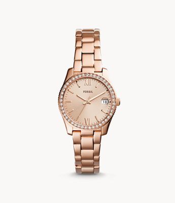 Scarlette Mini Three-Hand Date Rose Gold-Tone Stainless Steel Watch - ES4318 - Fossil