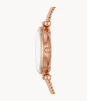 Carlie Mini Three-Hand Rose Gold-Tone Stainless Steel Watch