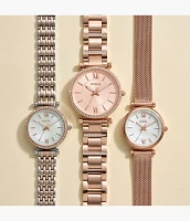 Carlie Three-Hand Rose Gold-Tone Stainless Steel Watch