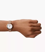 Carlie Mini Three-Hand Rose Gold-Tone Stainless Steel Watch