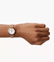 Carlie Three-Hand Rose Gold-Tone Stainless Steel Watch