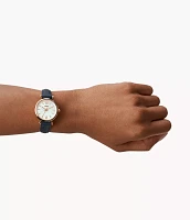 Carlie Mini Three-Hand Navy Leather Watch