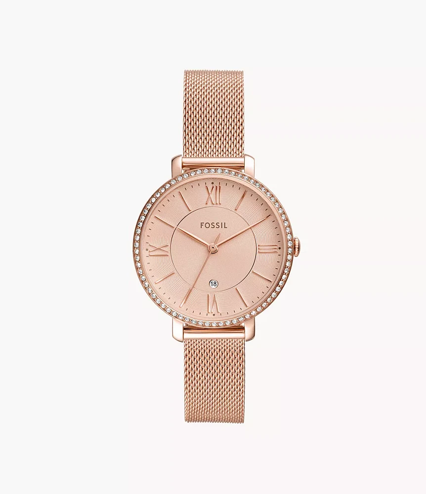 Jacqueline Three-Hand Date Rose Gold-Tone Stainless Steel Watch