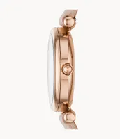 Carlie Mini Three-Hand Blush Leather Watch