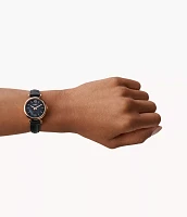 Carlie Mini Three-Hand Black Leather Watch