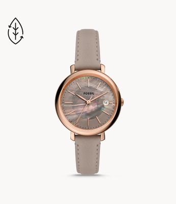Jacqueline Solar-Powered Gray Eco Leather Watch - ES5091 - Fossil
