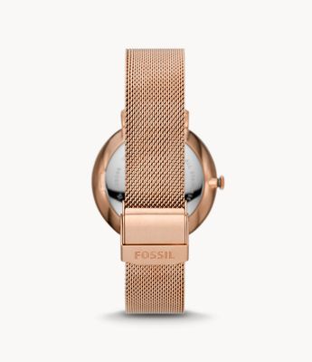 Jacqueline Multifunction Rose Gold-Tone Stainless Steel Mesh Watch - ES5098 - Fossil