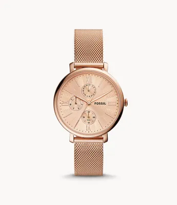 Jacqueline Multifunction Rose Gold-Tone Stainless Steel Mesh Watch