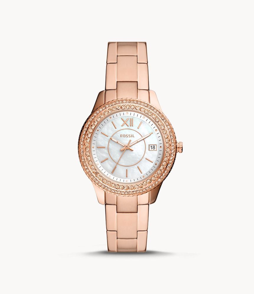 Stella Three-Hand Date Rose Gold-Tone Stainless Steel Watch - ES5131 - Fossil
