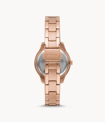 Stella Three-Hand Date Rose Gold-Tone Stainless Steel Watch - ES5136 - Fossil