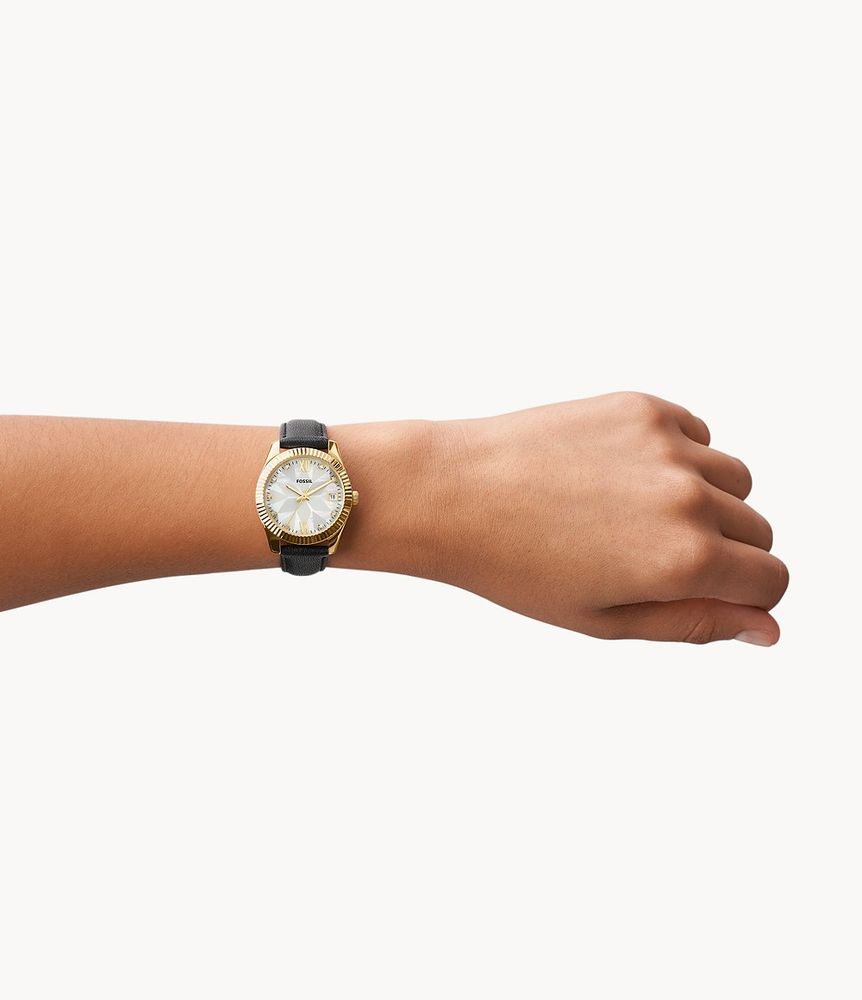 Scarlette Mini Three-Hand Date Black Eco Leather Watch - ES5149 - Fossil