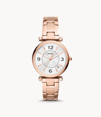 Carlie Three-Hand Date Rose Gold-Tone Stainless Steel Watch
