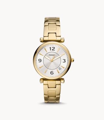 Carlie Three-Hand Date Gold-Tone Stainless Steel Watch - ES5159 - Fossil