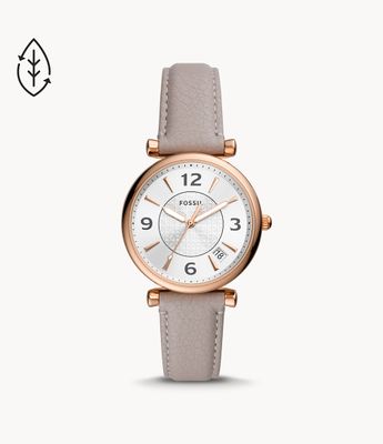 Carlie Three-Hand Date Gray Eco Leather Watch