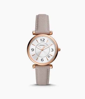 Carlie Three-Hand Date Grey Eco Leather Watch