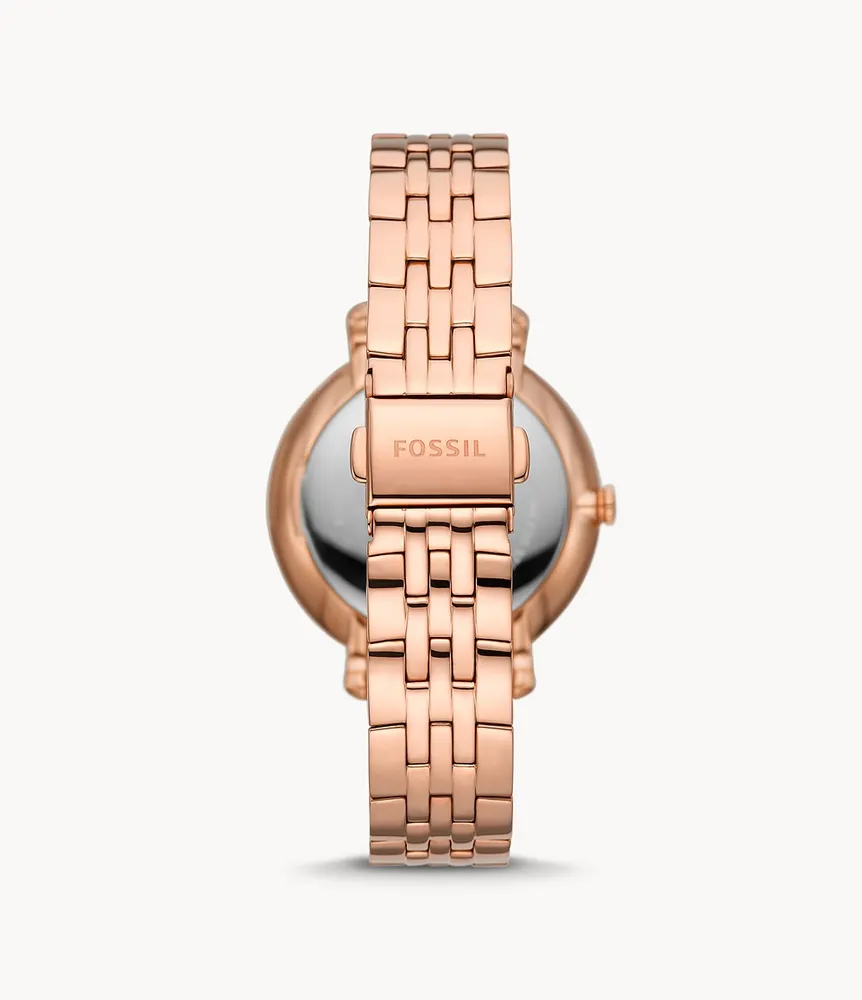 Jacqueline Sun Moon Multifunction Rose Gold-Tone Stainless Steel Watch