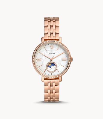 Jacqueline Sun Moon Multifunction Rose Gold-Tone Stainless Steel Watch - ES5165 - Fossil