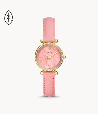 Carlie Three-Hand Pink Eco Leather Watch - ES5177 - Fossil