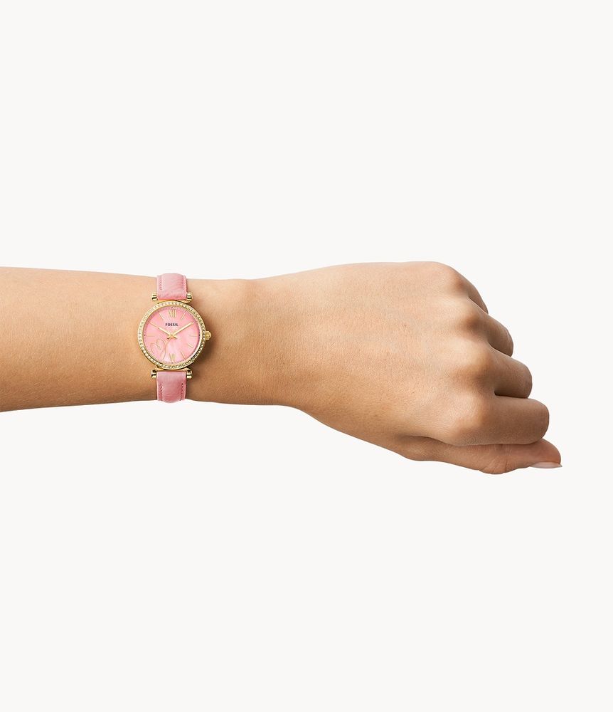 Carlie Three-Hand Pink Eco Leather Watch - ES5177 - Fossil