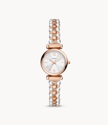 Carlie Three-Hand Two-Tone Stainless Steel and Glass Pearl Watch - ES5178 - Fossil