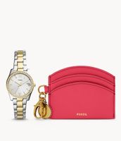 Scarlette Mini Three-Hand Two-Tone Stainless Steel Watch and Wallet Box Set - ES5181SET - Fossil