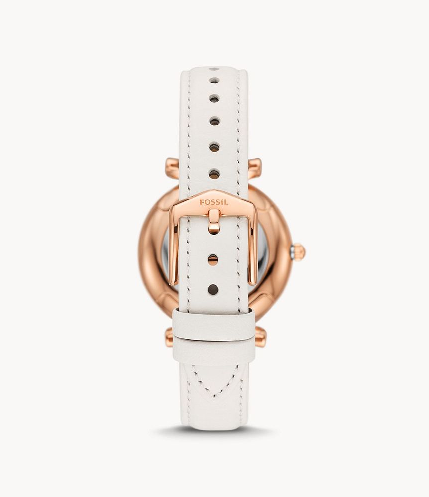 Carlie Two-Hand White Eco Leather Watch - ES5187 - Fossil