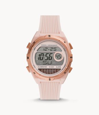 Everett Solar-Powered Digital Pink Silicone Watch - ES5194 - Fossil