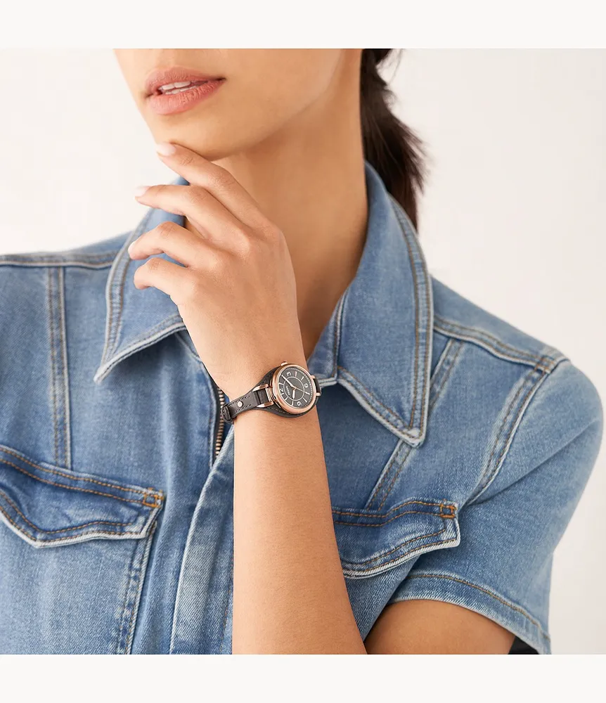 Carlie Three-Hand Eco Leather Watch