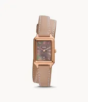 Raquel Three-Hand Date Latte Eco Leather Watch