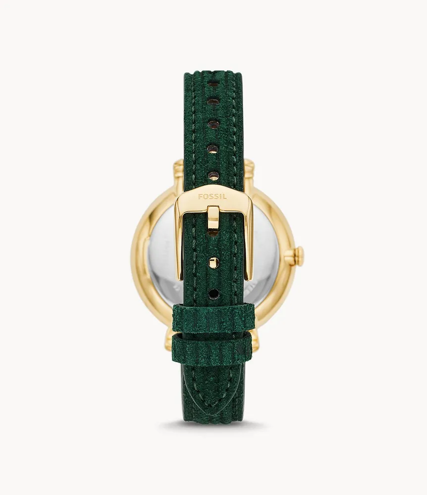 Jacqueline Sun Moon Multifunction Green Leather Watch