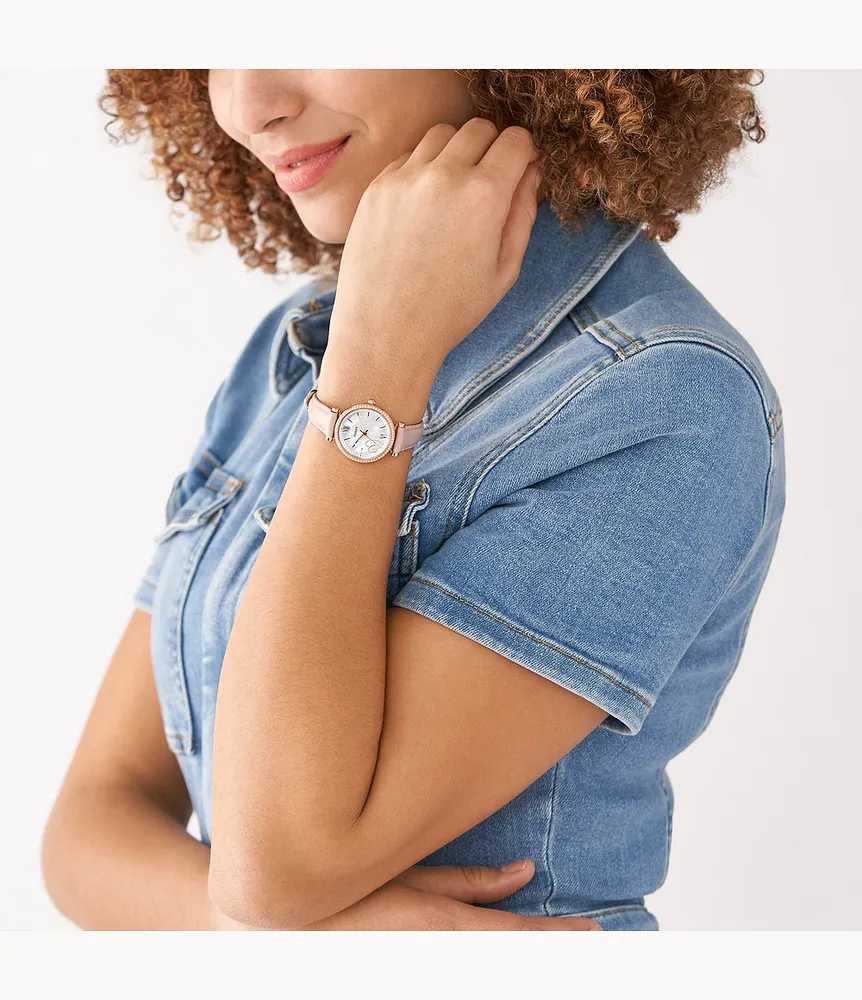 Carlie Three-Hand Blush Eco Leather Watch