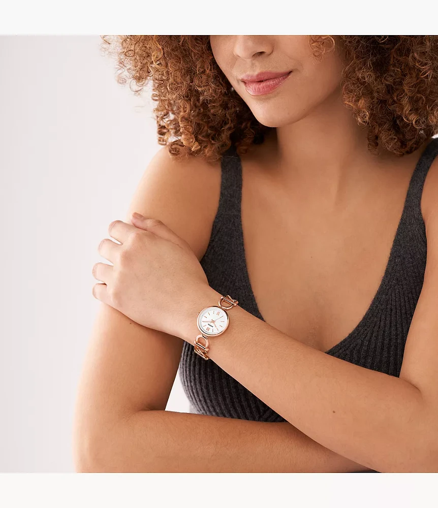 Carlie Three-Hand Rose Gold-Tone Stainless Steel Watch