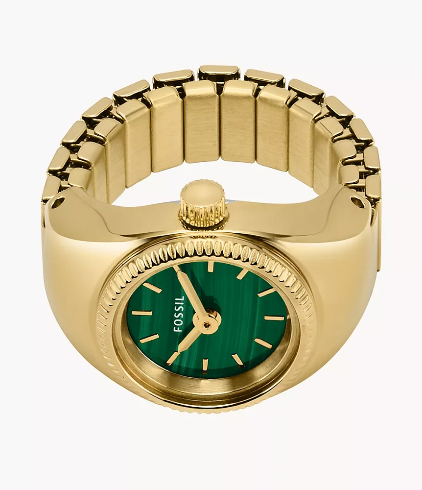 Watch Ring Two-Hand Gold-Tone Stainless Steel