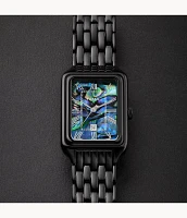 Raquel Three-Hand Date Black Stainless Steel Watch