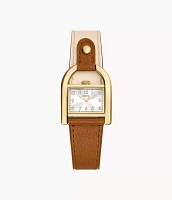 Harwell Three-Hand Medium Brown and White LiteHide™ Leather Watch