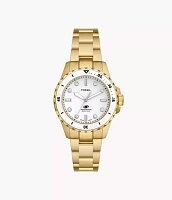 Fossil Blue Dive Three-Hand Gold-Tone Stainless Steel Watch