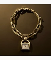 Harwell Three-Hand Gold-Tone Stainless Steel Watch Charm Bracelet