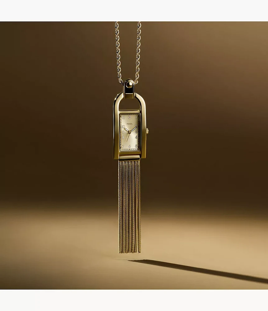 Harwell Three-Hand Gold-Tone Stainless Steel Watch Necklace
