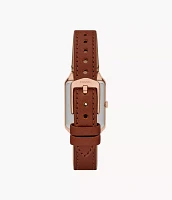 Raquel Three-Hand Date Medium Brown Leather Watch and Bracelet Set