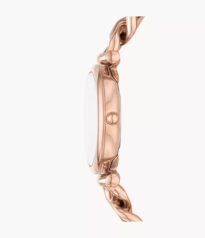 Carlie Three-Hand Rose Gold-Tone Stainless Steel Watch and Bracelet Set