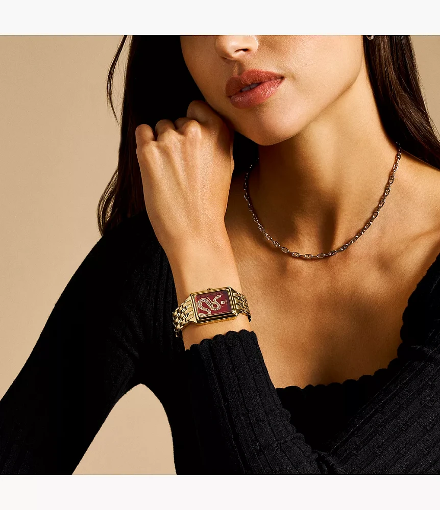 Raquel Three-Hand Date Gold-Tone Stainless Steel Watch