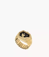 Watch Ring Three-Hand Gold-Tone Stainless Steel