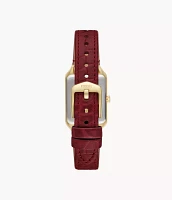 Raquel Three-Hand Date Red Croco Leather Watch