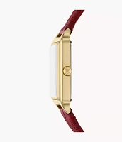 Raquel Three-Hand Date Red Croco Leather Watch